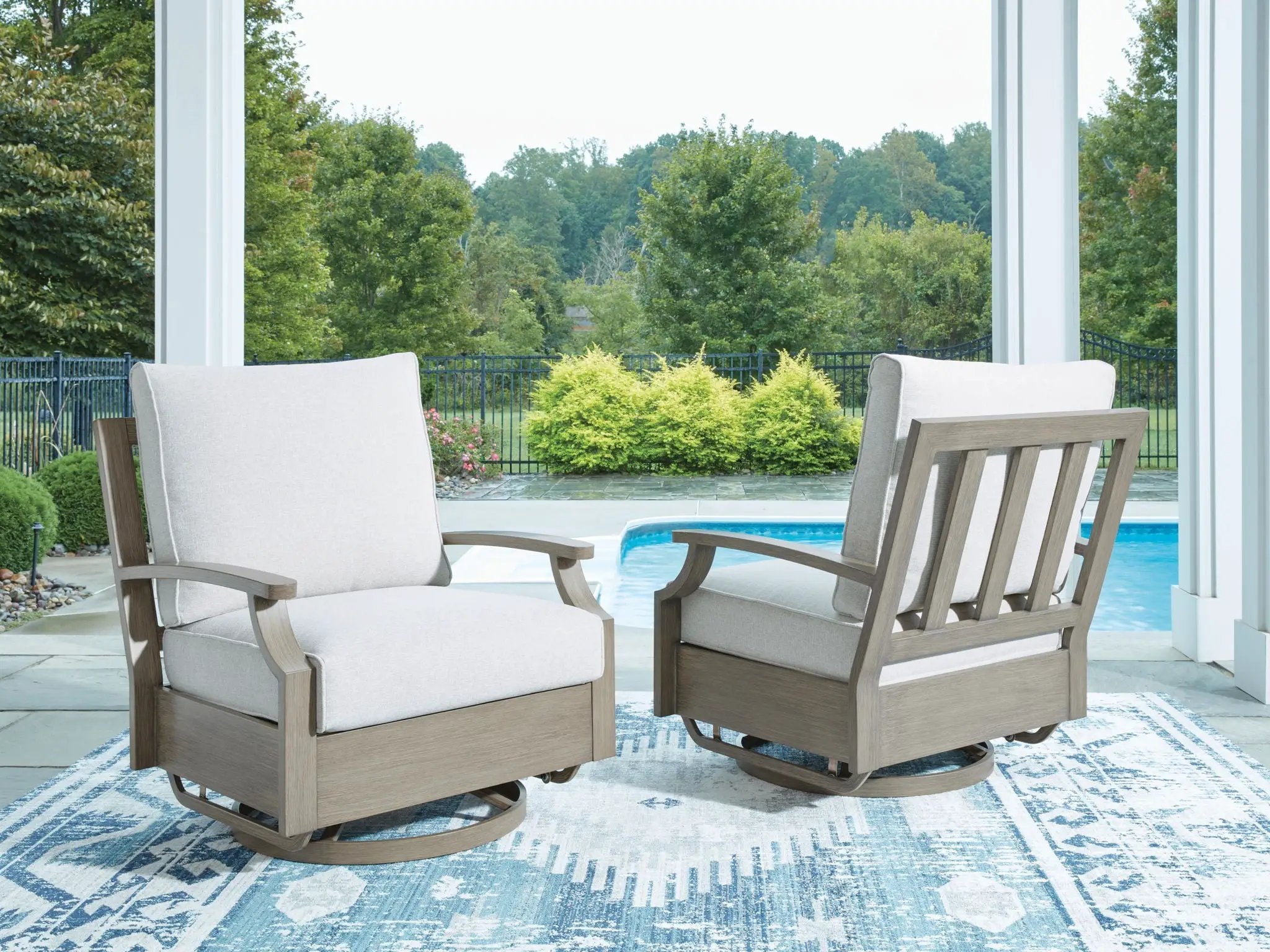 Rainier Ranch - Swivel Glider Chair With Cushion - Brown / Beige by Unique Piece Furniture