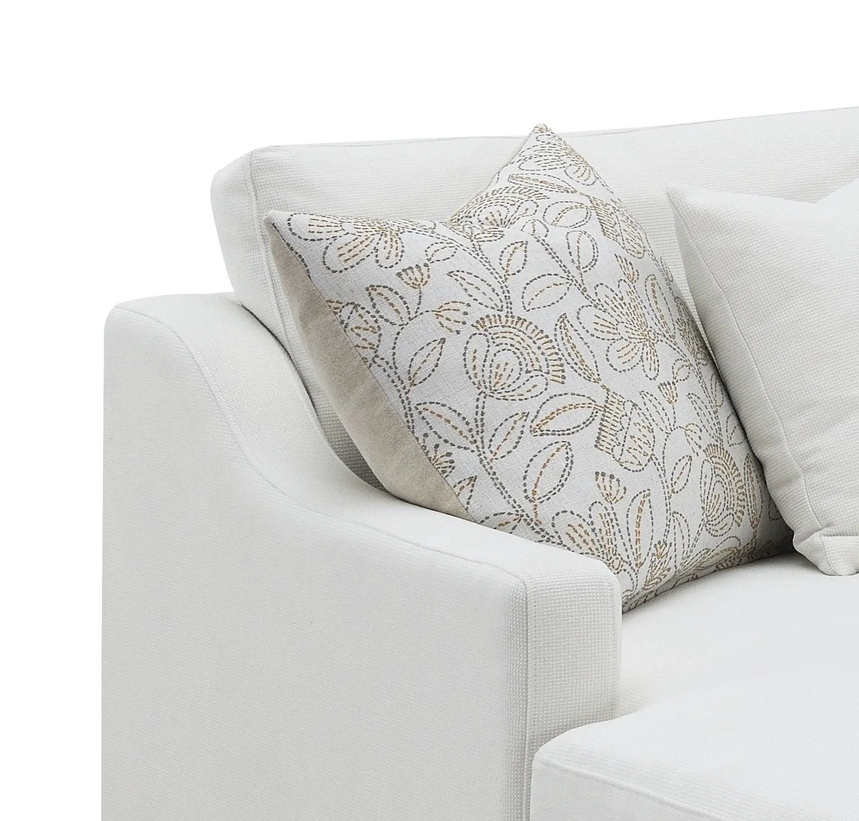 Valiant Chenille Sectional Sofa With 4 Pillows - Ivory by HouseOfZazla