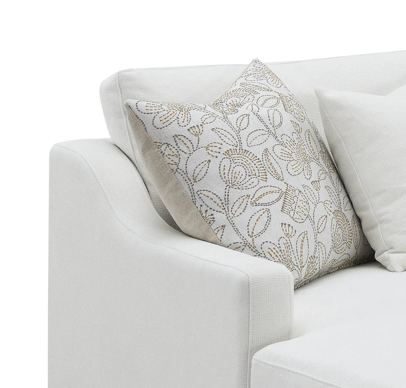 Valiant Chenille Sectional Sofa With 4 Pillows - Ivory by HouseOfZazla