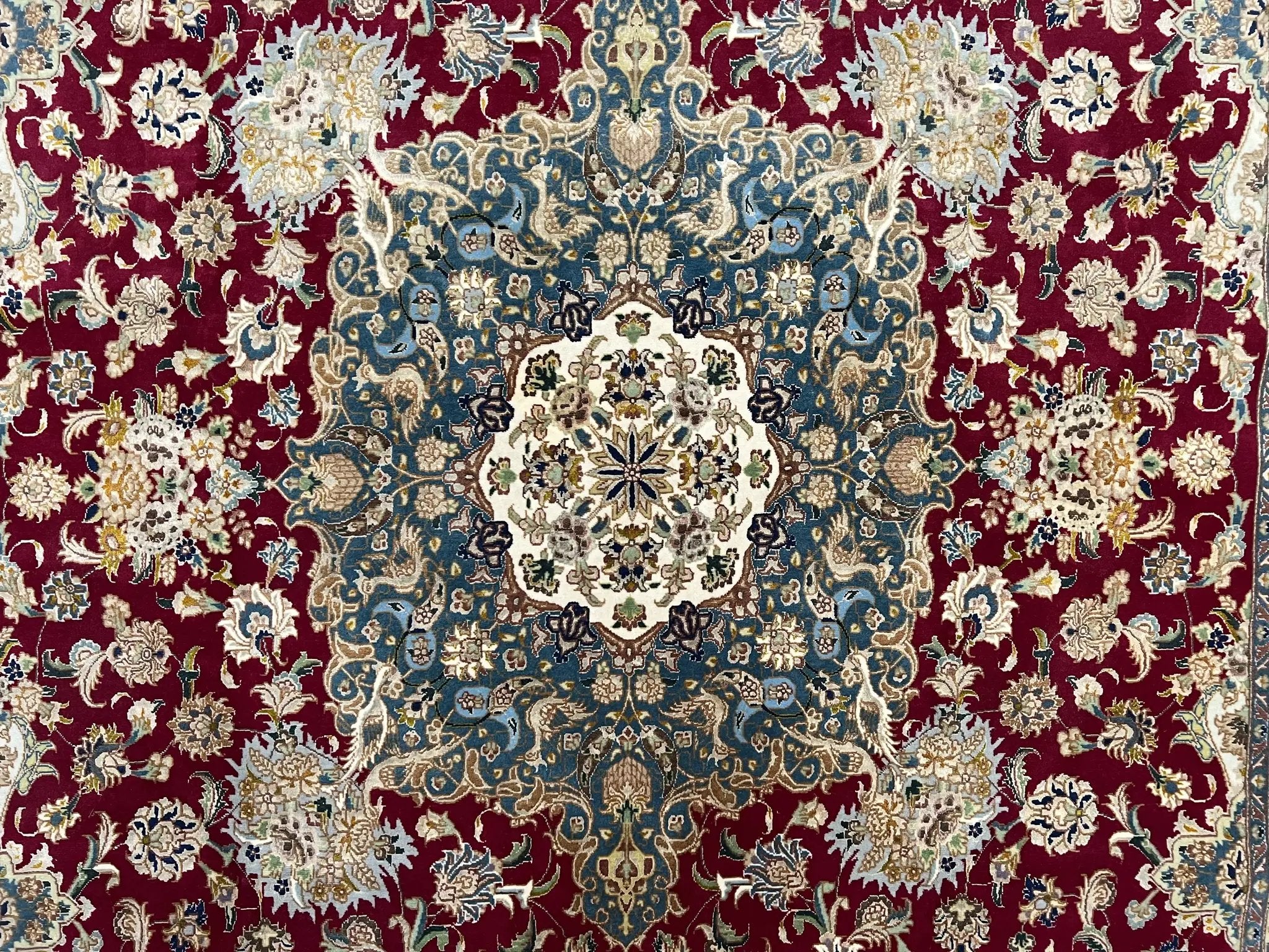 Stunning Persian Tabriz Rug 5x7, Signed by Masterweaver, Maroon, Floral Medallion, Ultra Fine 70 Raj 625 KPSI, Kork Wool Silk Foundation, Handmade by Jewel Rugs
