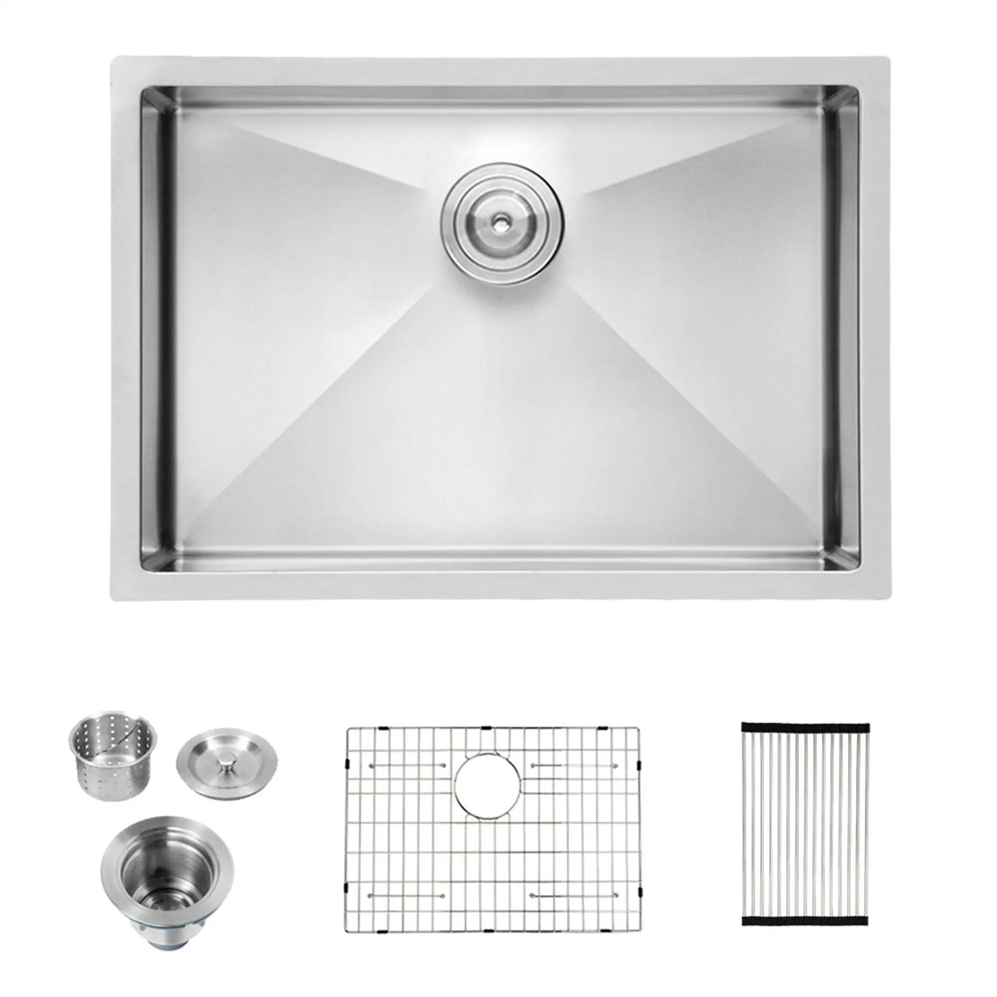 Modern Undermount Stainless Steel Kitchen Sink 16 Gauge, Deep Single Bowl by HouseOfZazla