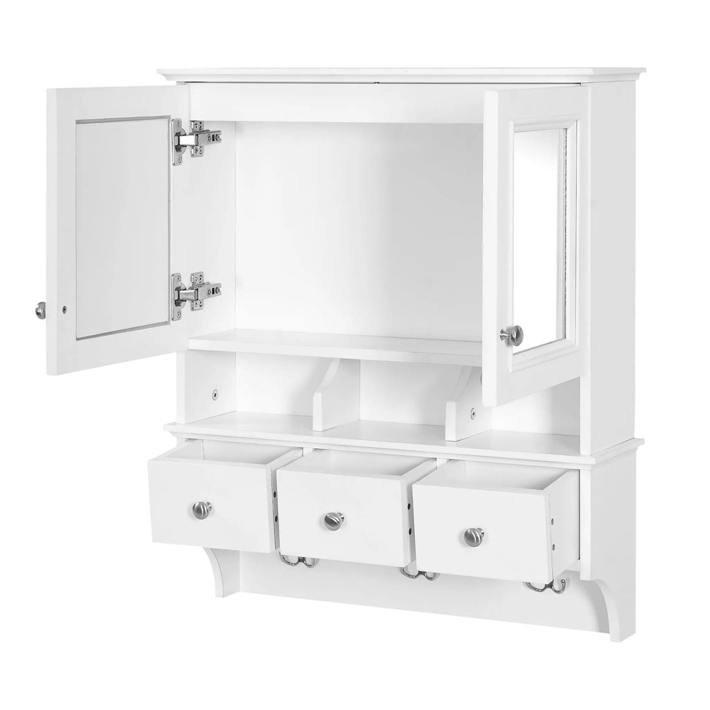 Modern Bathroom Mirror Cabinet With Drawers, Organizer Hooks, And High-Definition Mirrors by HouseOfZazla