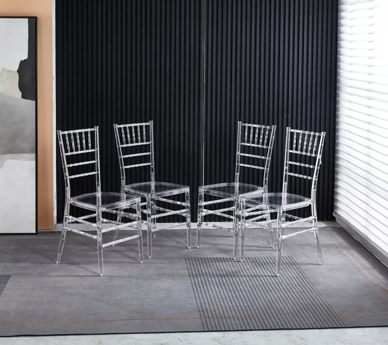 Welding Chair, Dining Chair, Plastic Seat (Set of 4) - Transparent by Unique Piece Furniture