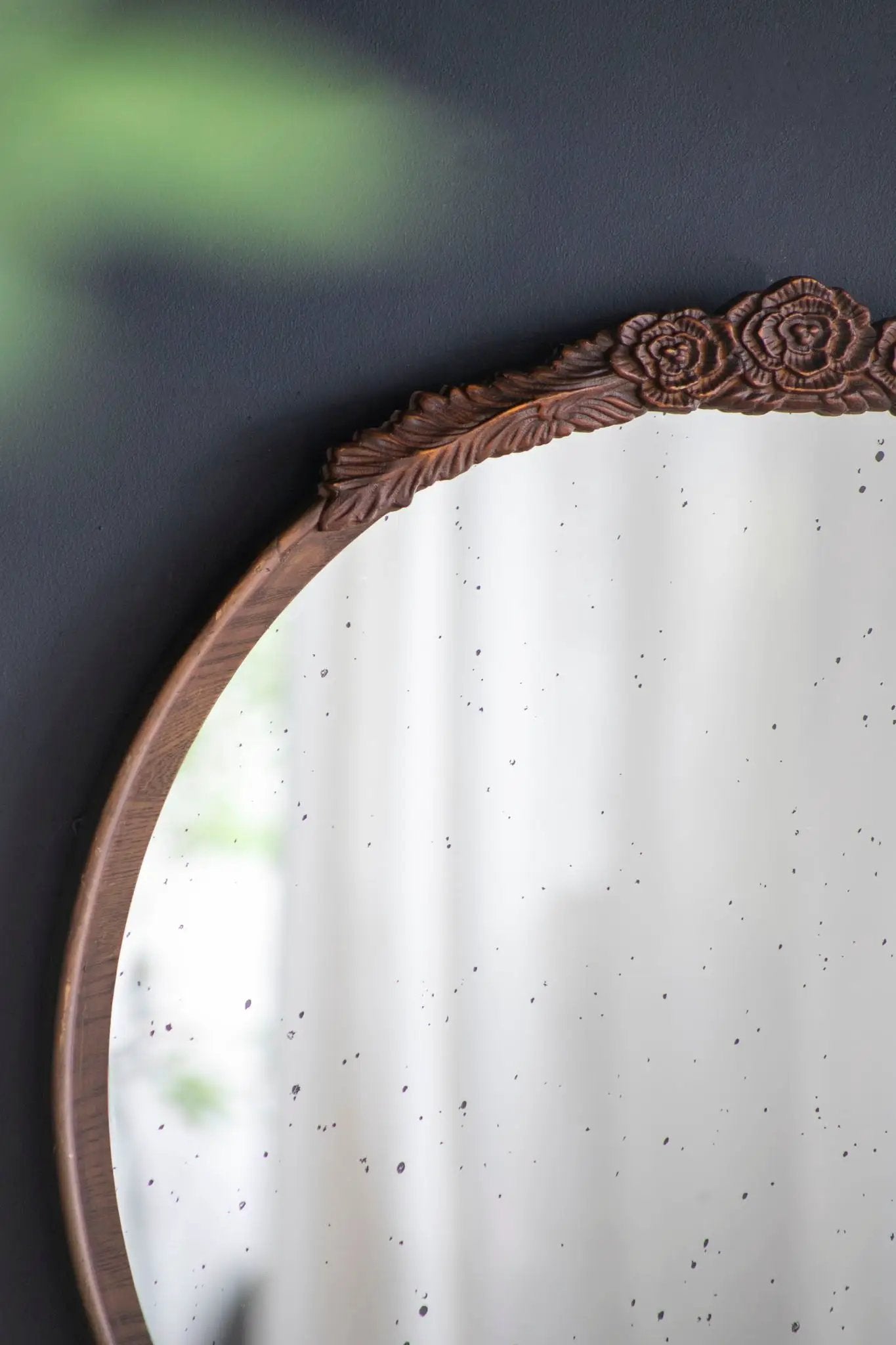 Round Hand Carved Rose Antique Mirror Frame, Wall Mirror For Live Space by HouseOfZazla