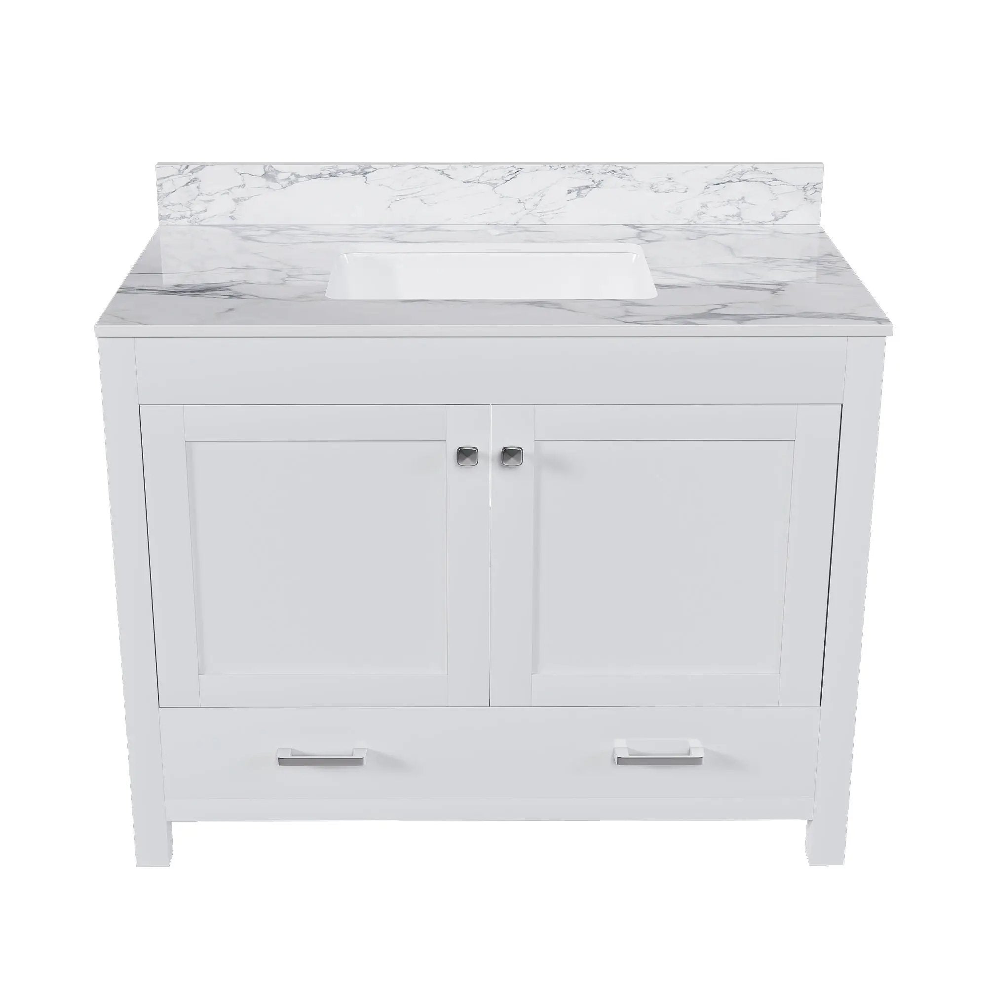 43" Bathroom Vanity, Multi Functional Cabinet - White by HouseOfZazla