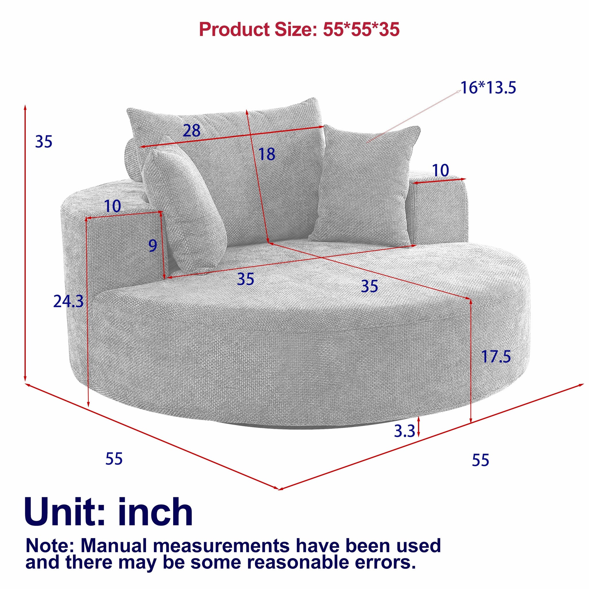 55'' Chenille Foam Single Swivel Chair by HouseOfZazla