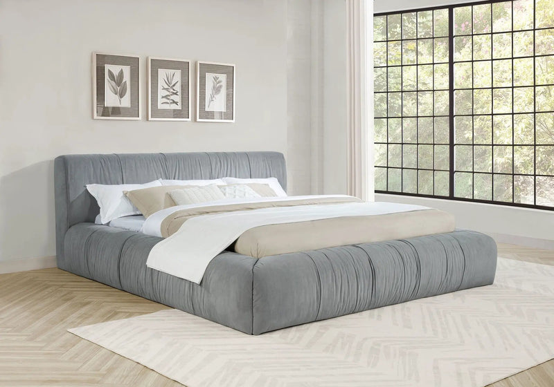 Wilshire Upholstered Eastern King Platform Bed Grey by Unique Piece Furniture