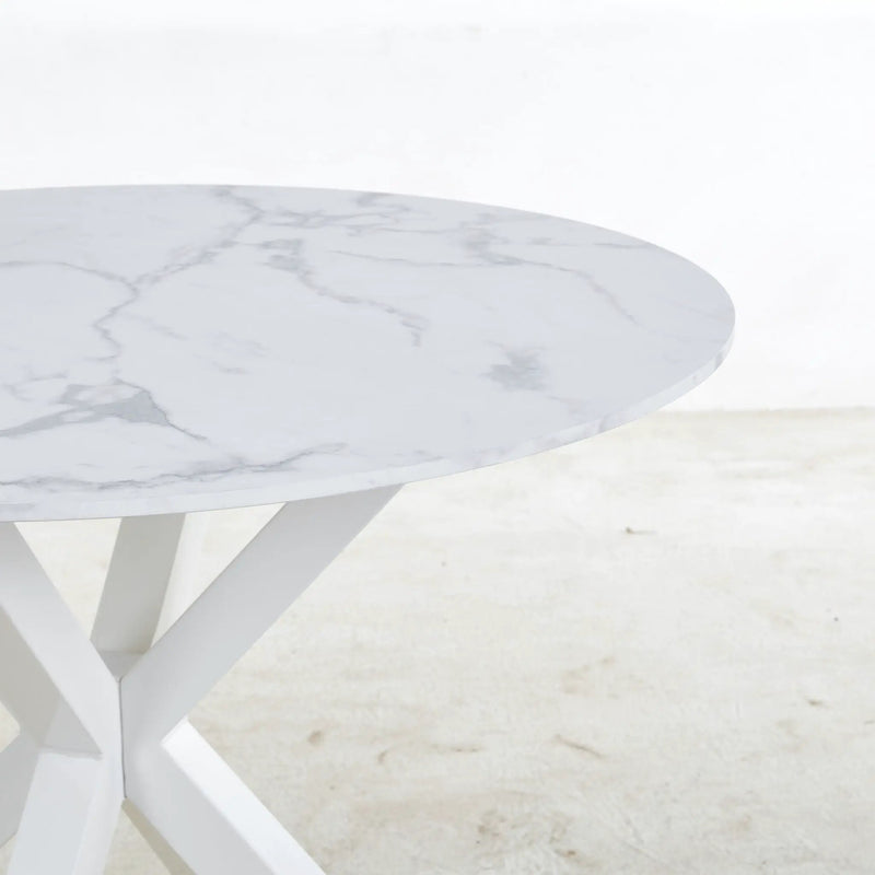 Cross Leg Dining Table With Round Top, For 4 - 6 People - White