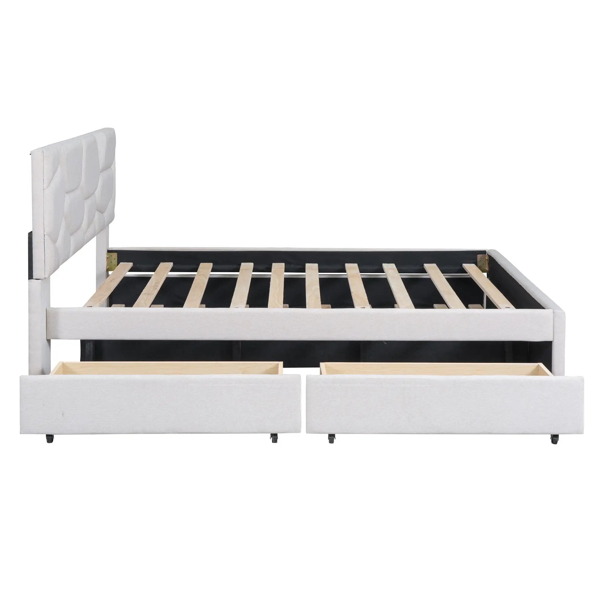 Upholstered Platform Bed With Brick Pattern Headboard And Twin Long Size Trundle by Unique Piece Furniture