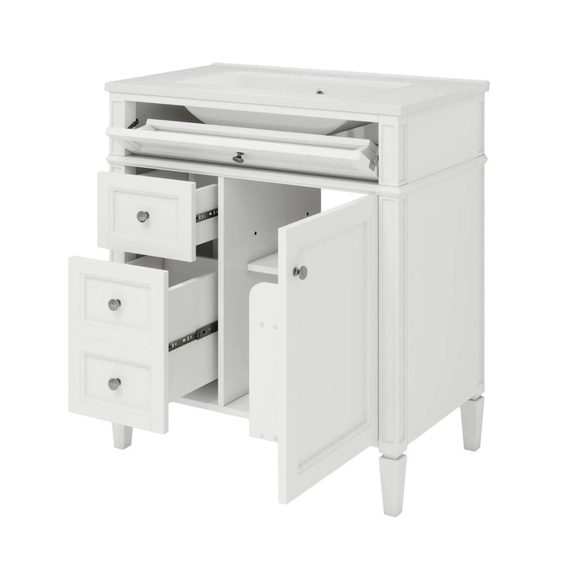 Bathroom Vanity With Medicine Cabinet, Royal Mirror Cabinet, Modern Bathroom Storage Cabinet With 2 Soft Closing Doors And 4 Drawers by HouseOfZazla