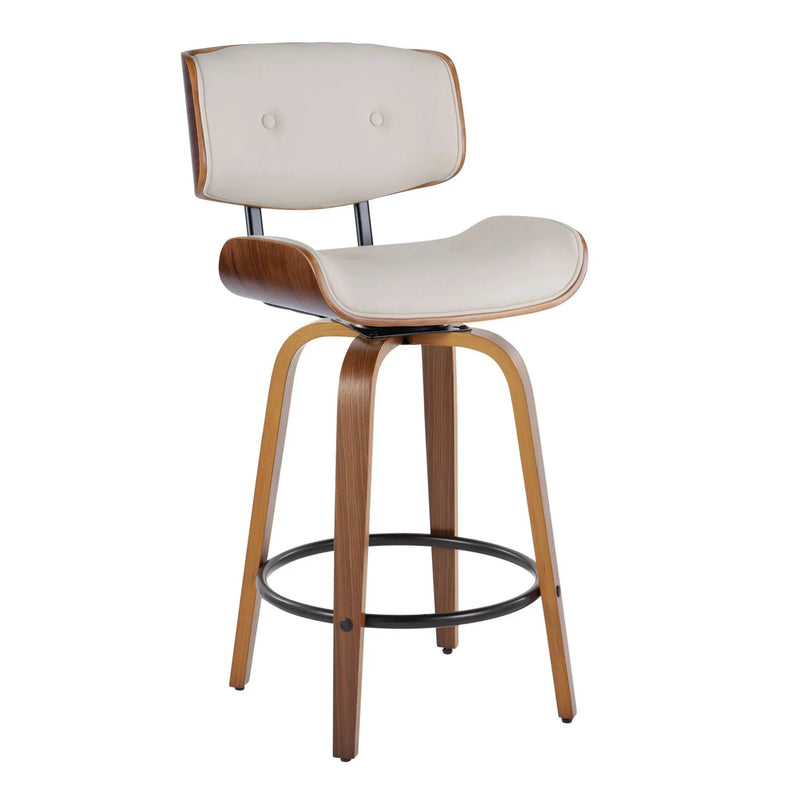 Lombardi - Mid-Century Modern Fixed Height Counter Stool With Swivel With Round Footrest (Set of 2) by Unique Piece Furniture