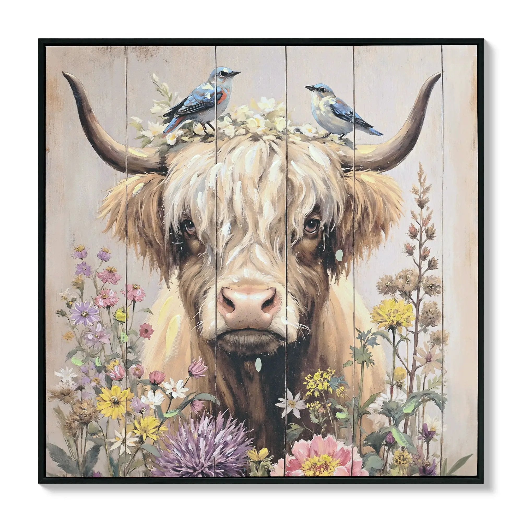Highland Cow Wall Decor, Picture Canvas Art Print for Living Room - Camel / Brown by HouseOfZazla