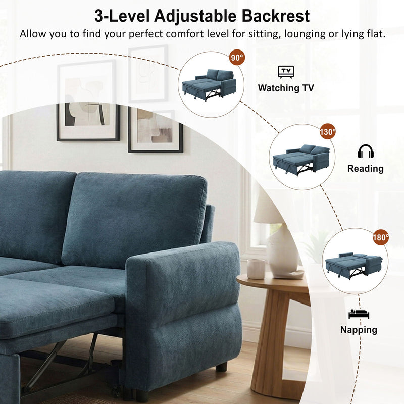 Convertible Sofa Bed Loveseat With Adjustable Backrest And USB Ports by HouseOfZazla