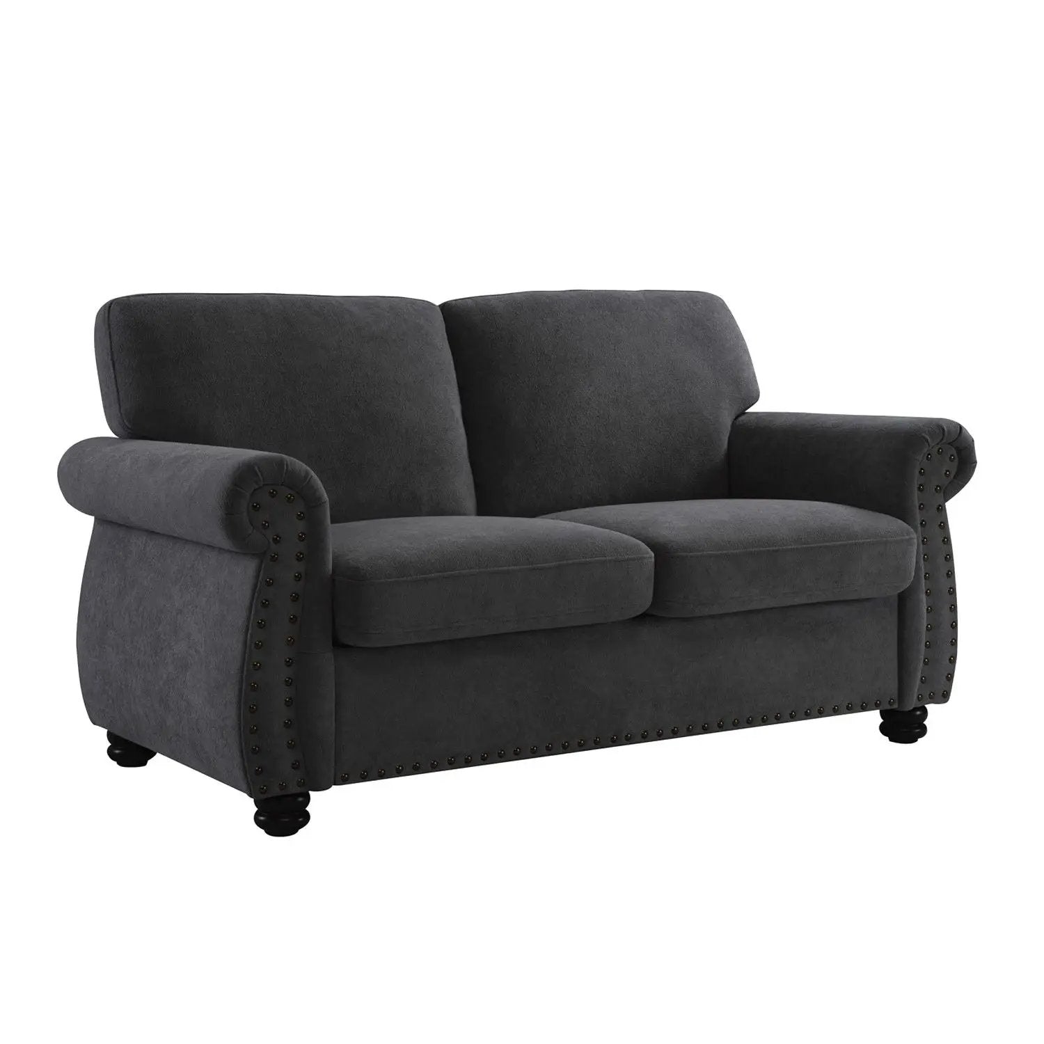 Soft Loveseat, Upholstered 2 Seater Couch, Loose Back Cushions And Turned Legs by Unique Piece Furniture