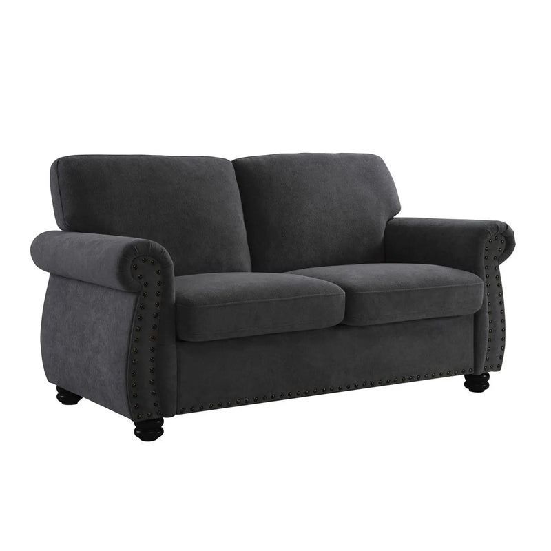 Soft Loveseat, Upholstered 2 Seater Couch, Loose Back Cushions And Turned Legs by HouseOfZazla