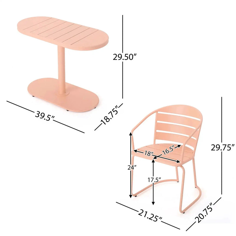3 Piece Elegant Outdoor Bistro Set With 2 Chairs And Oval Table by HouseOfZazla