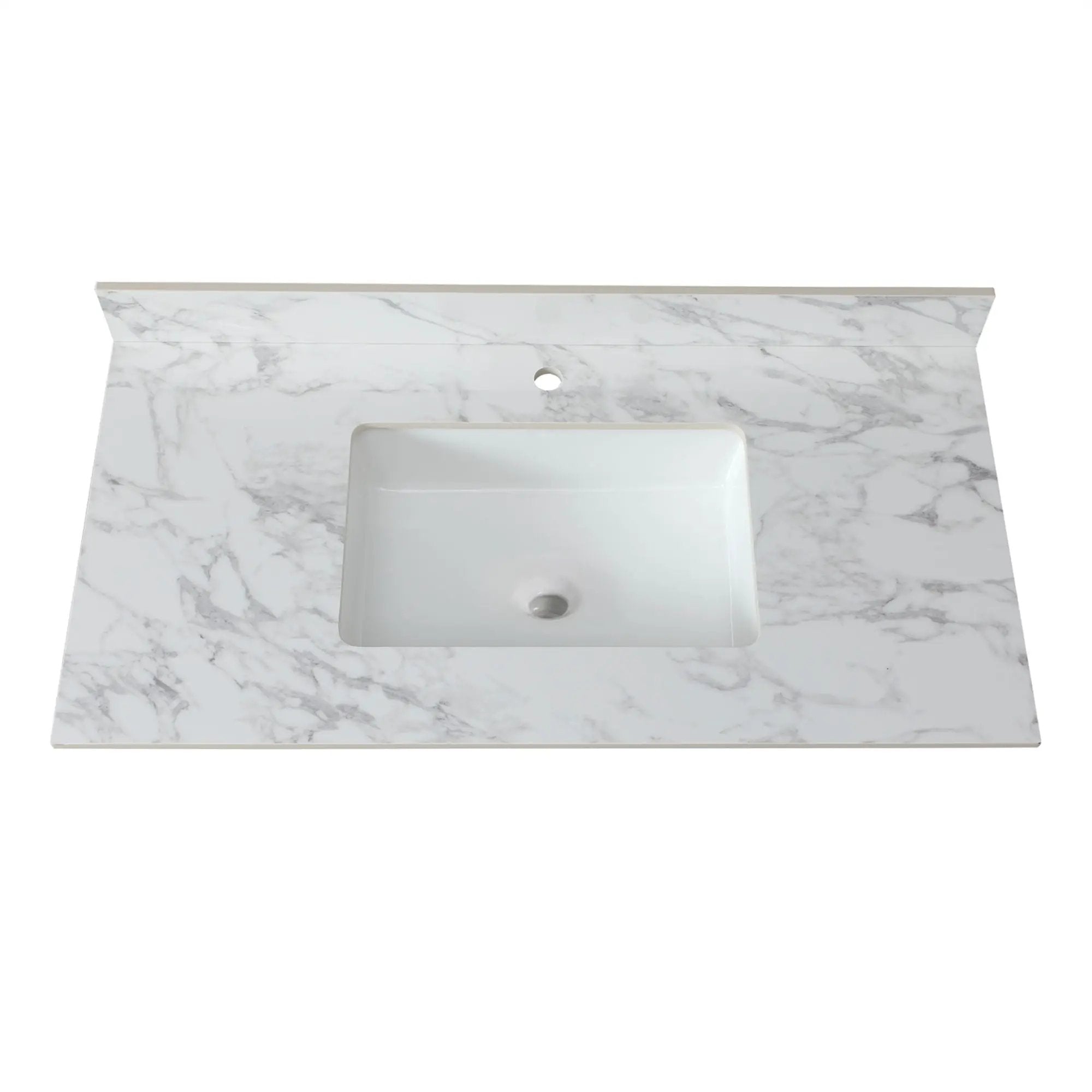 Elegant Bathroom Vanity Top With Rectangular Ceramic Sink And Backsplash by HouseOfZazla