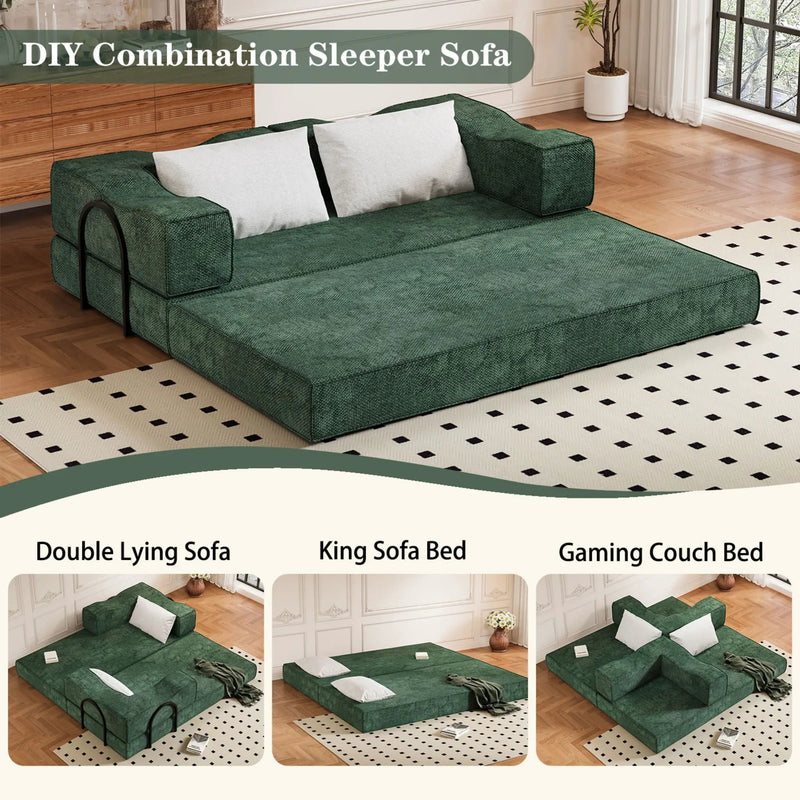 3 Seat Folding Floor Couch & King Size Bed Mattress by HouseOfZazla