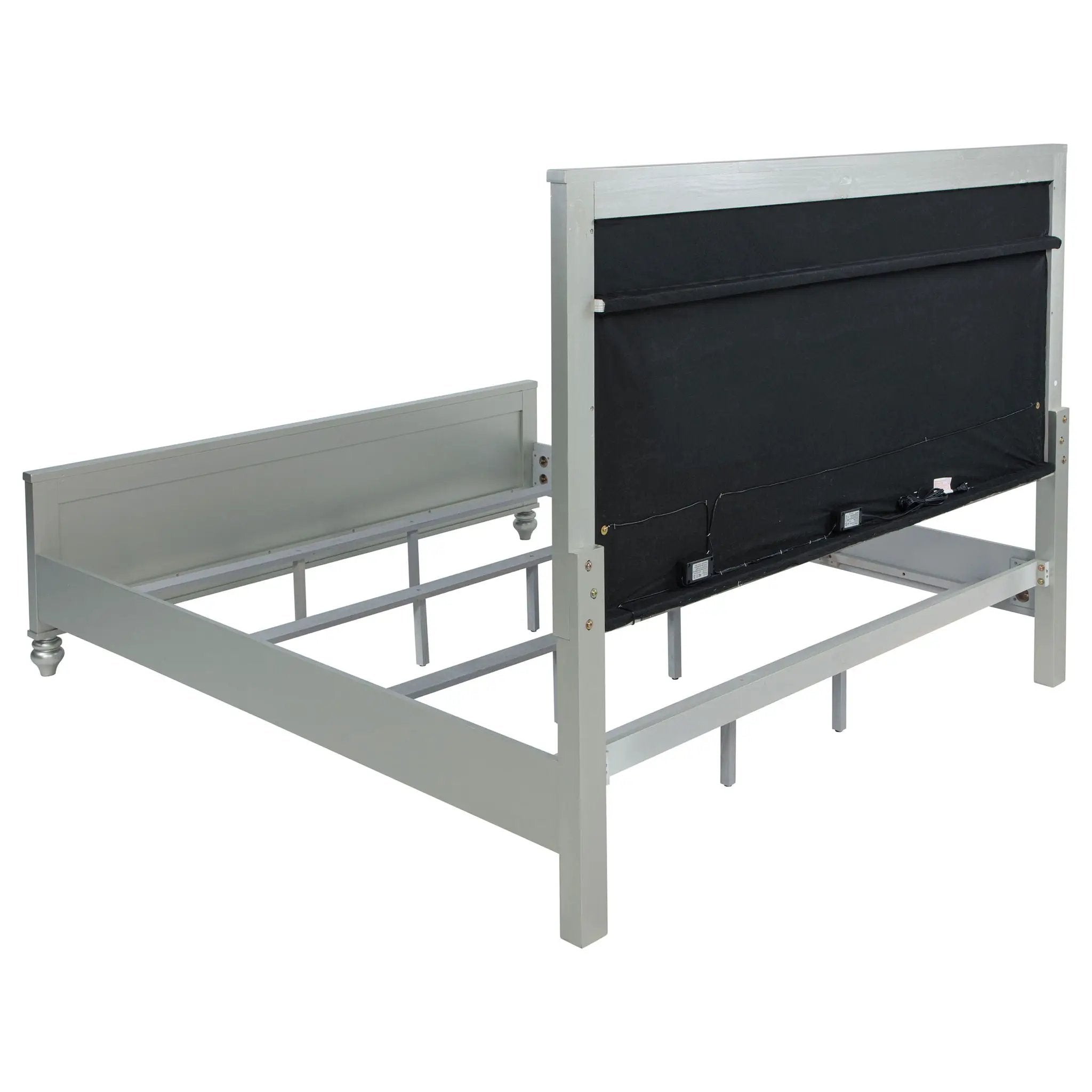 Gunnison Wood Eastern King LED Panel Bed Silver Metallic by Unique Piece Furniture