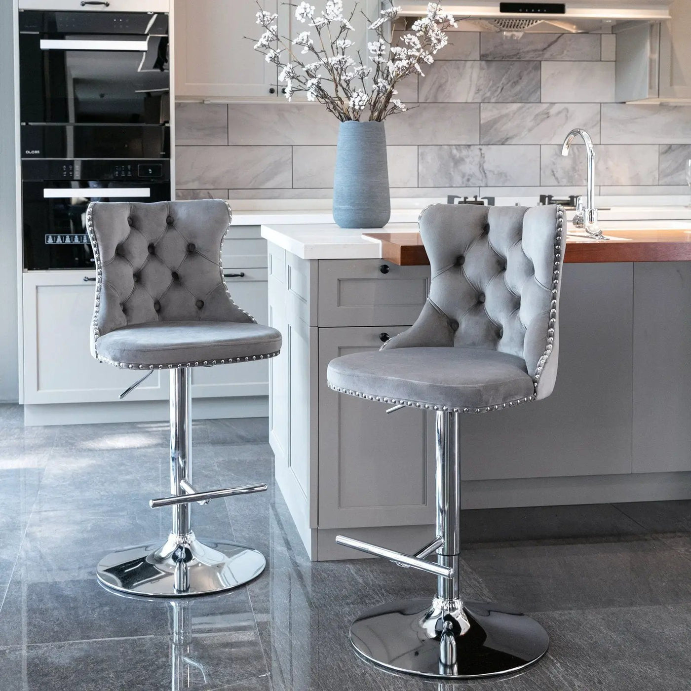 Swivel Adjustable Height Barstools Set of 2 by HouseOfZazla