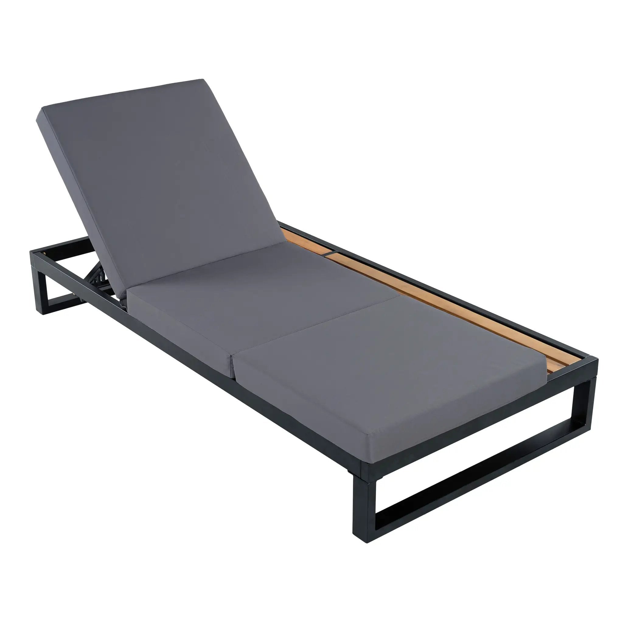 Black Iron & Teak Finish Chaise Lounge Set by HouseOfZazla