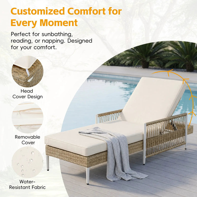 TOPMAX Outdoor All-Weather PE Rattan Chaise Lounge by HouseOfZazla