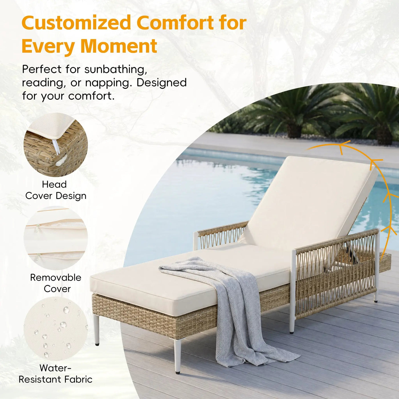 TOPMAX Outdoor All-Weather PE Rattan Chaise Lounge Set of 2 by HouseOfZazla