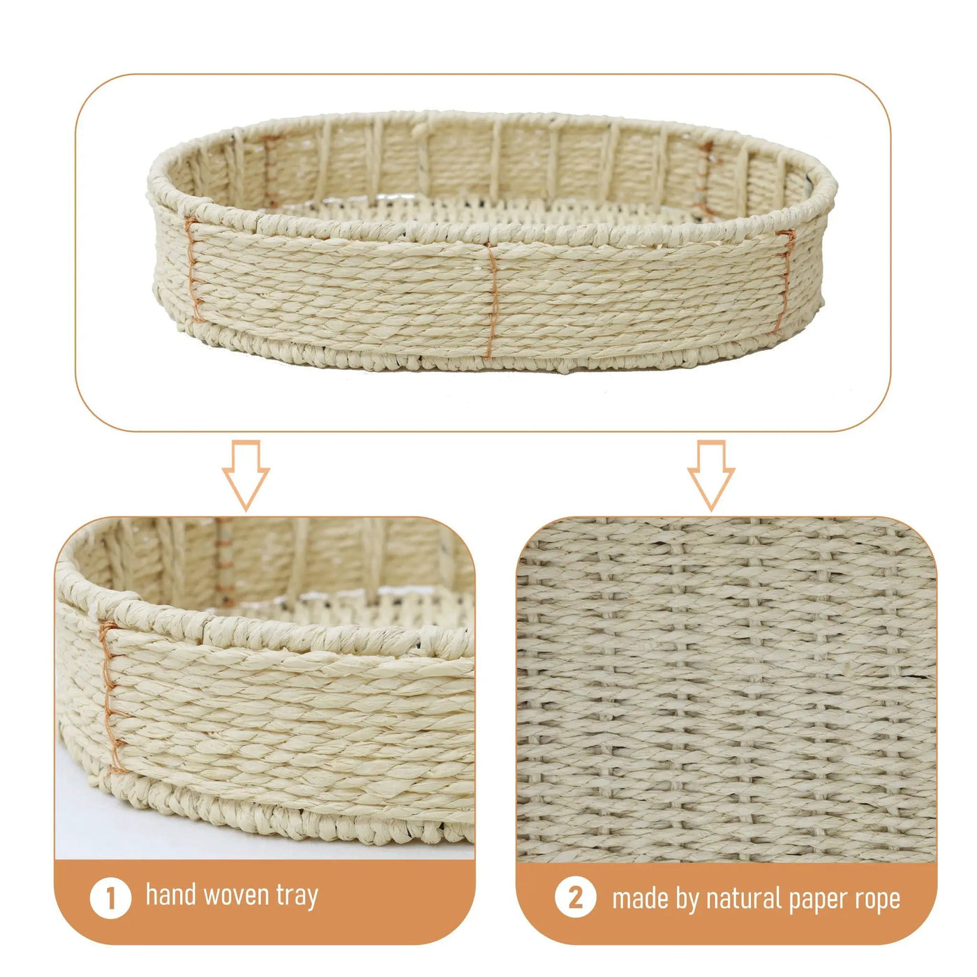 Modern 3 Tier Handwoven Side Table With Oval Organizer by HouseOfZazla