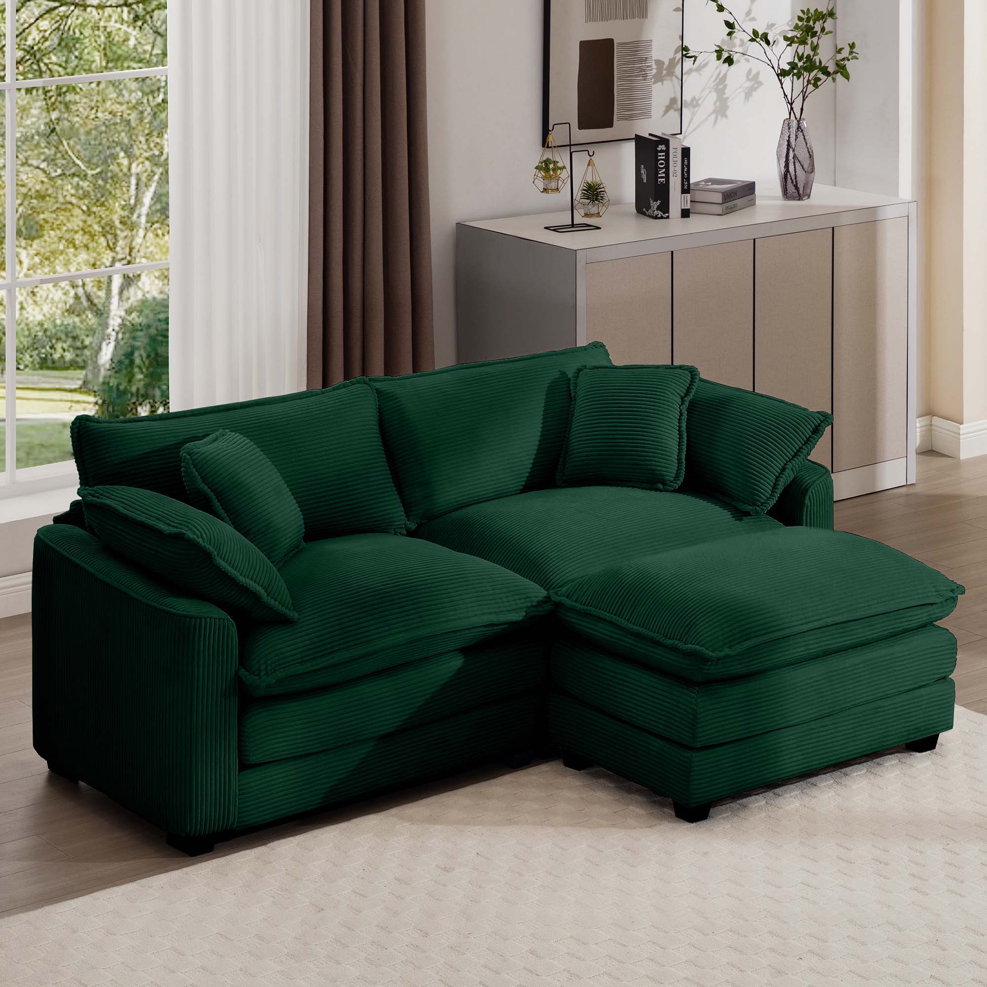 Modern Oversized Modular Cushion Sofa With Ottoman, Low Back, Deep Seating Sofa Set by Unique Piece Furniture