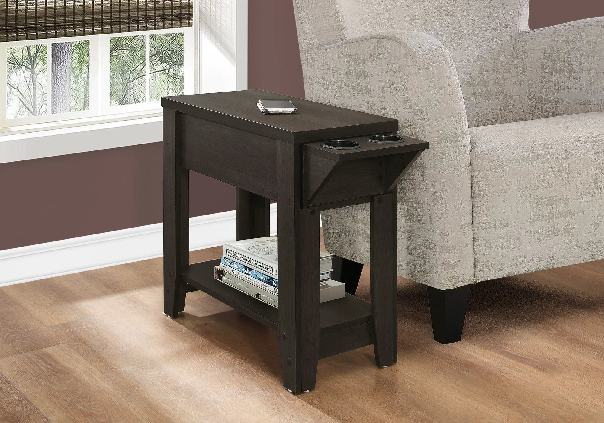 Accent Side Table with Storage and Built-In Lamp by HouseOfZazla