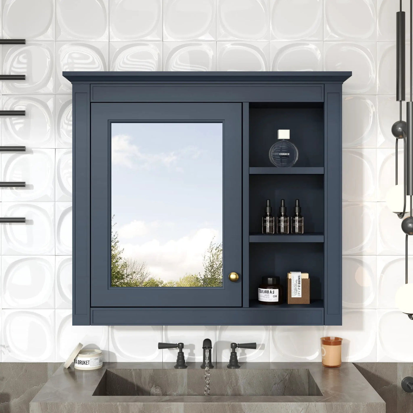 Wall Mounted Medicine Cabinet With Mirror and 3 Open Shelves by HouseOfZazla