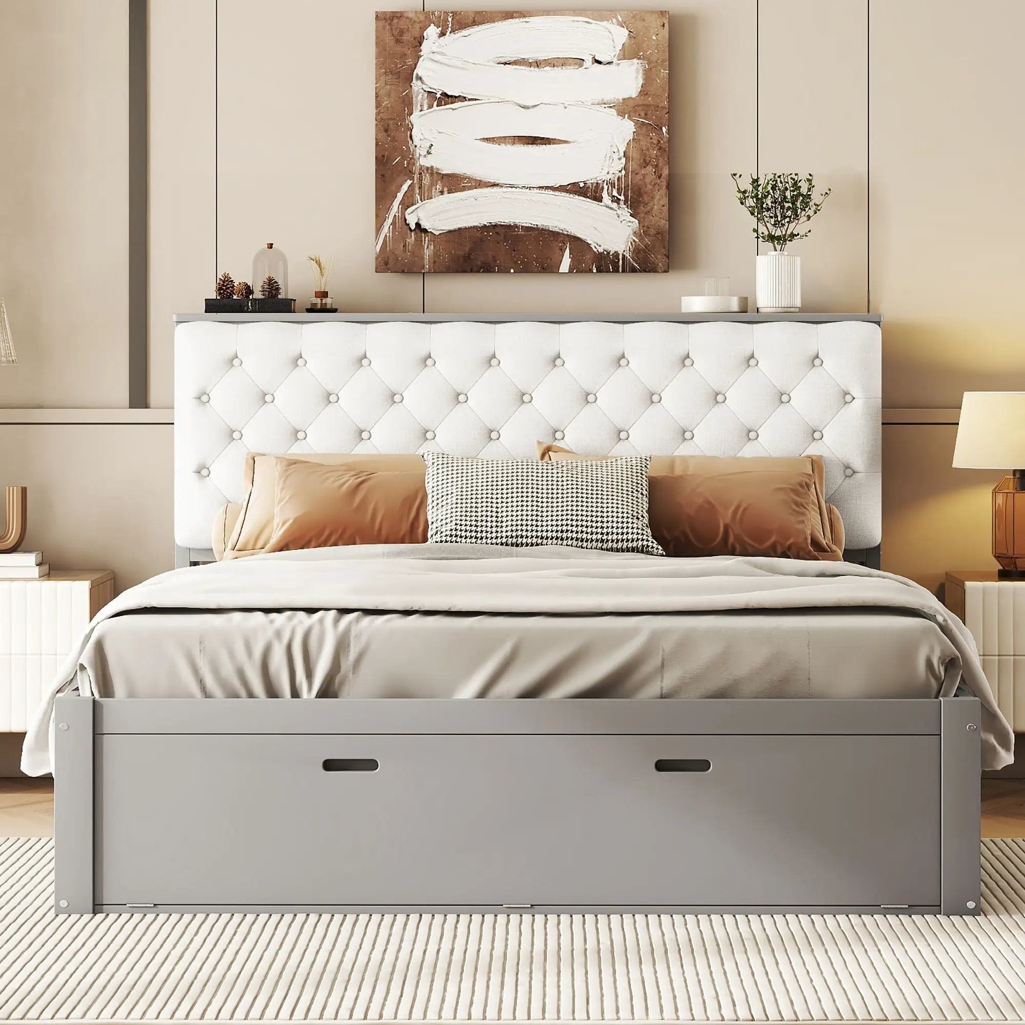 Platform Bed With Storage Headboard, Shoe Rack And 4 Drawers by HouseOfZazla