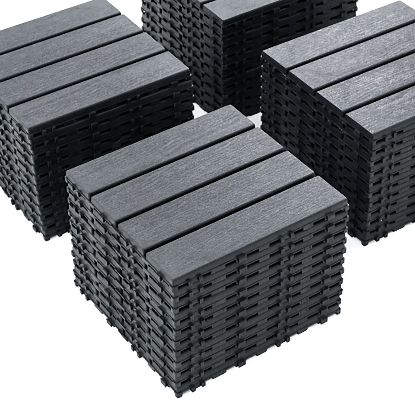 Plastic Interlocking 44 Pack Patio Deck Tiles, Square Waterproof Outdoor All Weather Use by HouseOfZazla