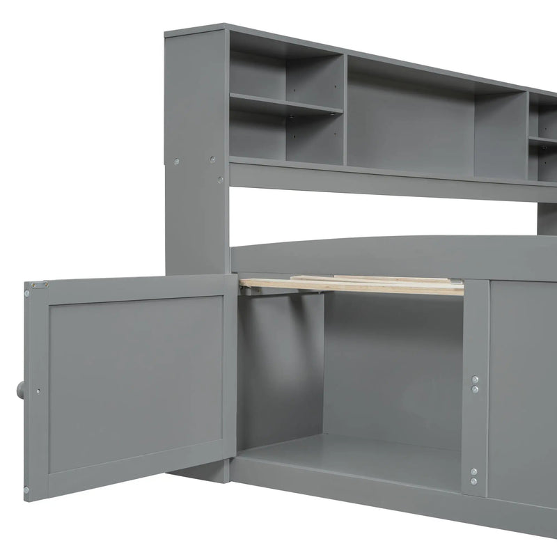 Daybed With 2 Bedside Cabinets, Upper Shelves And 4 Drawers by HouseOfZazla