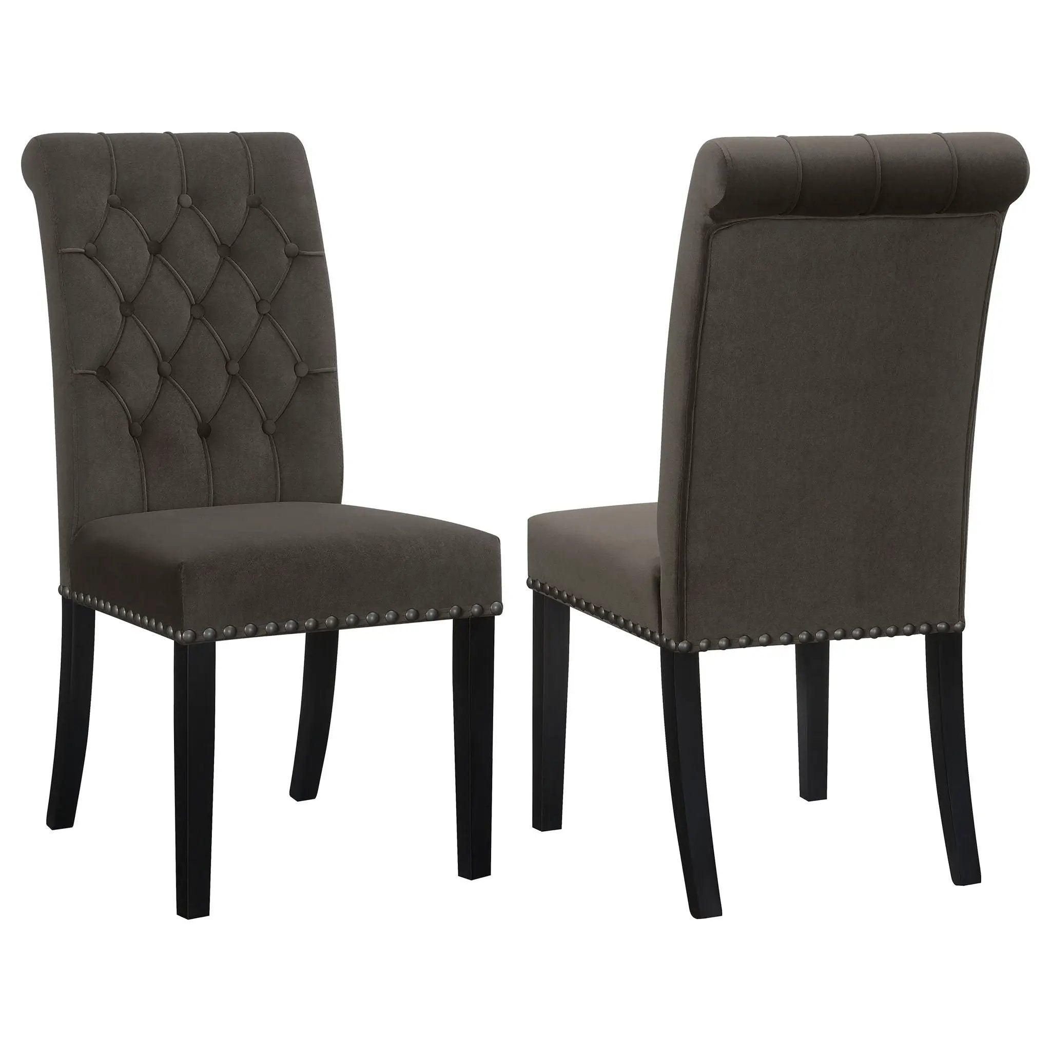 Alana Velvet Upholstered Dining Side Chair Brown (Set of 2) by Unique Piece Furniture