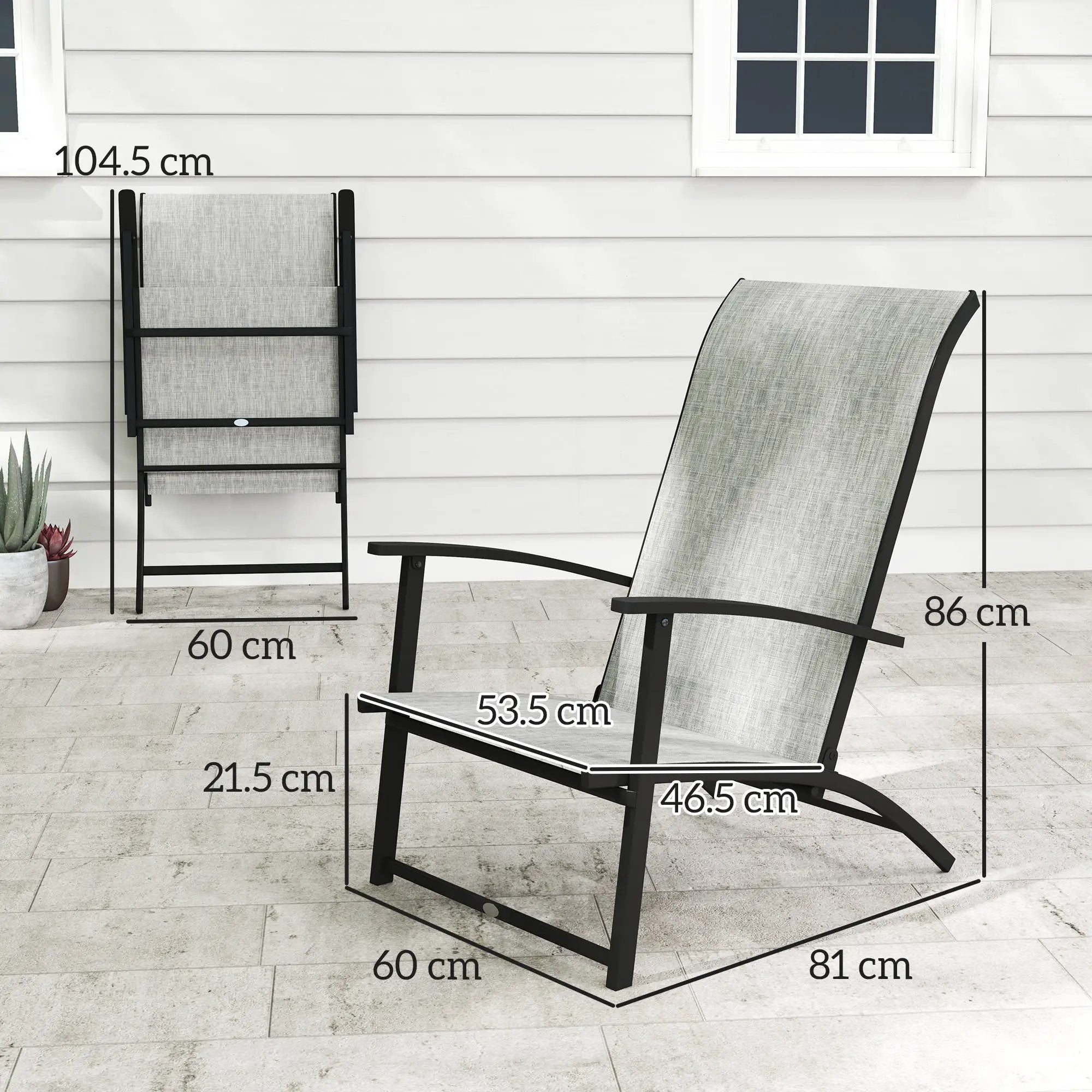 Outsunny Folding Patio Chairs Set of 2, Portable Outdoor Dining Chairs with High Back, Armrests by HouseOfZazla
