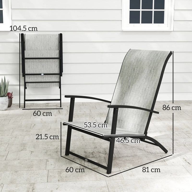 Outsunny Folding Patio Chairs Set of 2, Portable Outdoor Dining Chairs with High Back, Armrests by HouseOfZazla