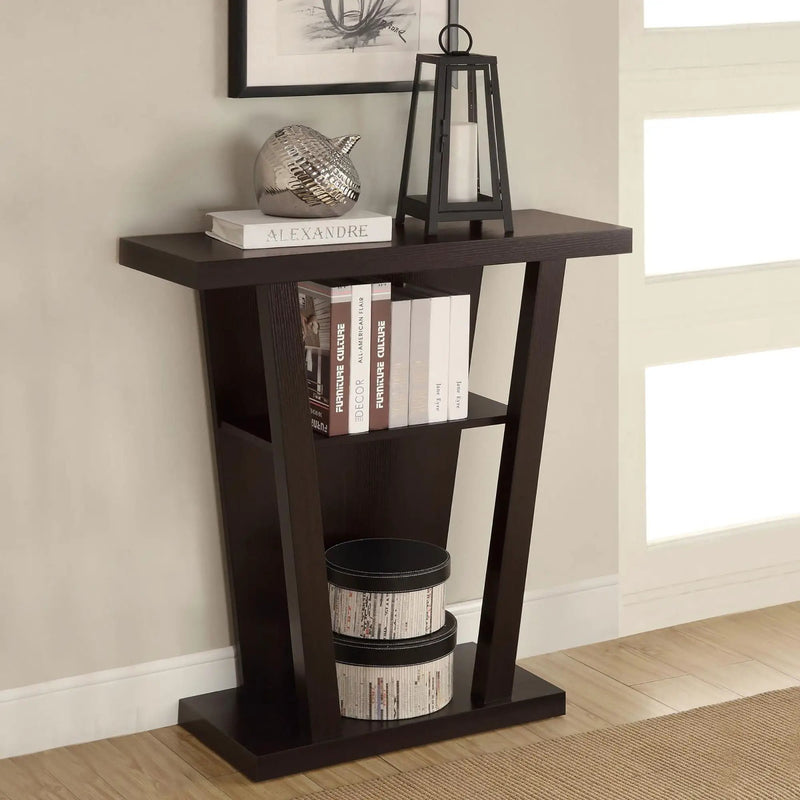 2 Shelf Console Table With V Shape Design - Brown by HouseOfZazla