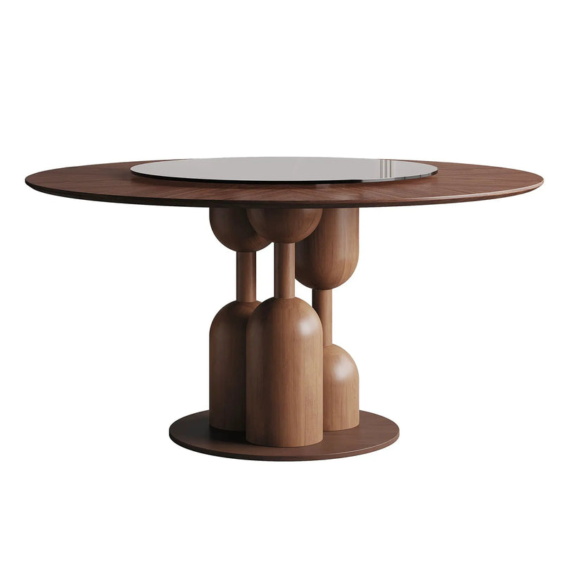 Round Dining Table With Lazy Susan For Living Room - Walnut by Unique Piece Furniture