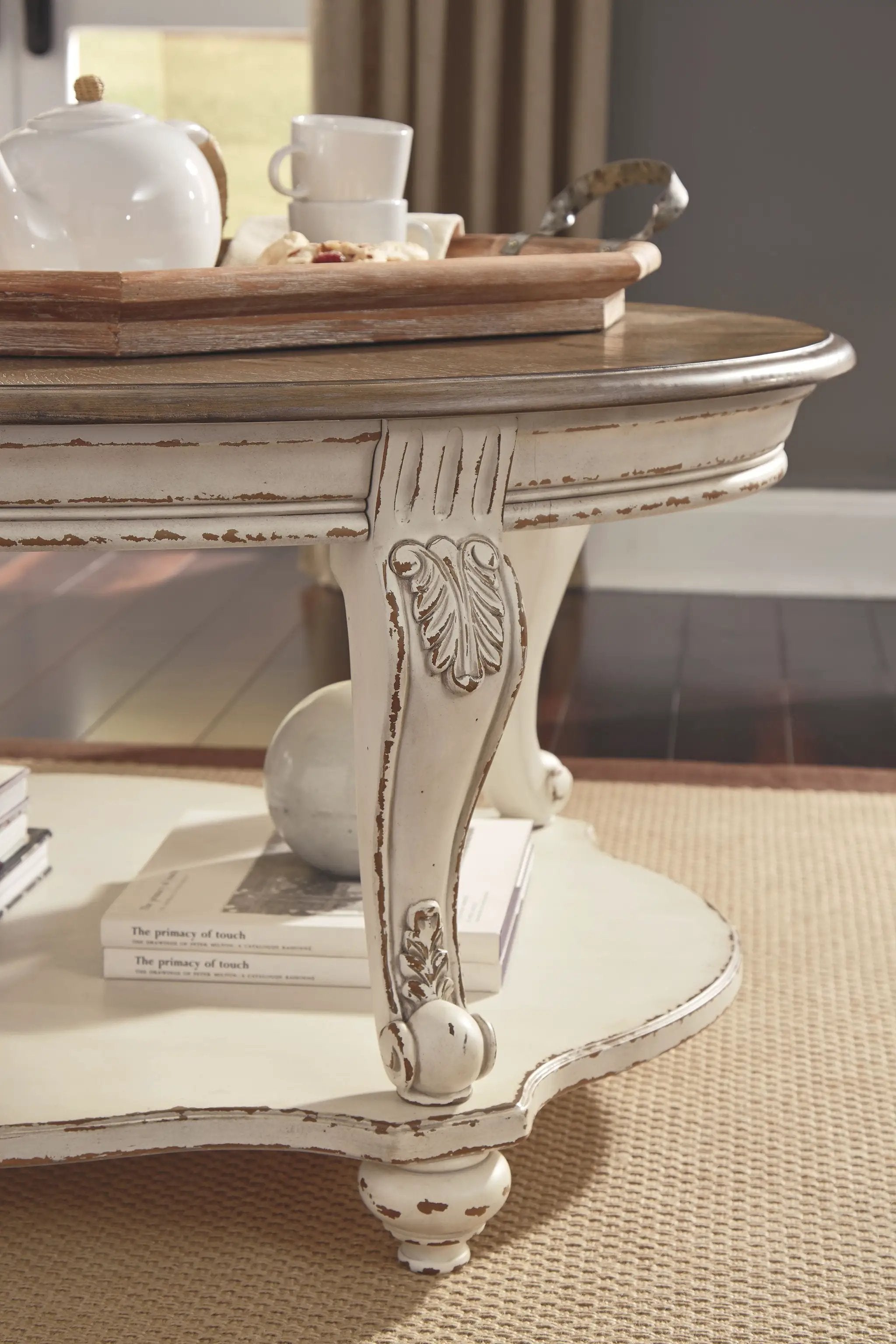 Realyn - Oval Cocktail Table - White / Brown by Unique Piece Furniture