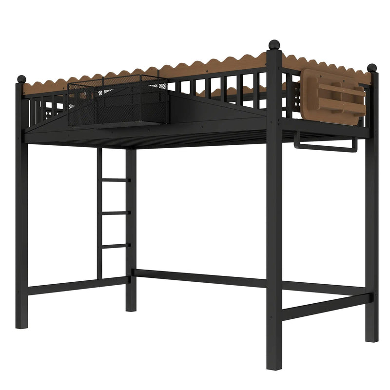 Twin XL Size Loft Bed with Ladders and Storage Shelves by HouseOfZazla