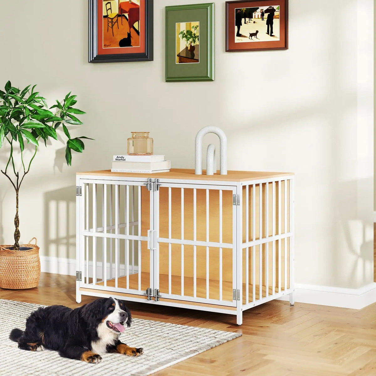40 Inch Dog Crate Furniture Dog Kennel with Dual Lockable Double Doors, photo 2 of 16