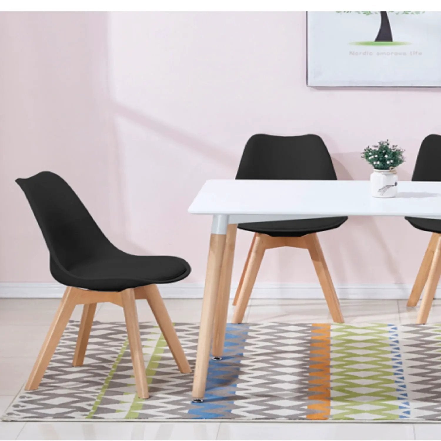 Padded Seat Cushions Home Kitchen Side Chair (Set of 2) - Black by Unique Piece Furniture