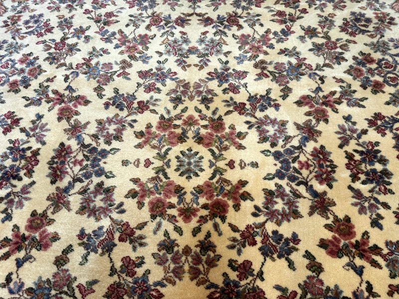 8.8 x 10.6 Karastan Kirman Rug #788, Wool Vintage Discontinued Floral Carpet by Jewel Rugs