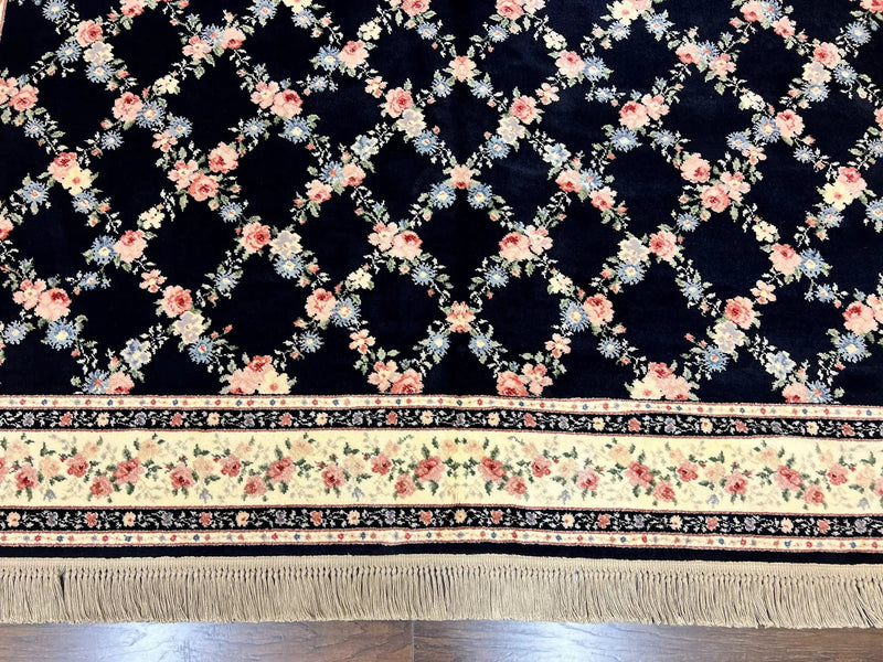 Karastan Rug 8' 8" x 12" Garden of Eden Collection Ebony Trellis #509/1270, Wool Pile Discontinued Vintage Karastan Carpet, Room Sized Rug by Jewel Rugs