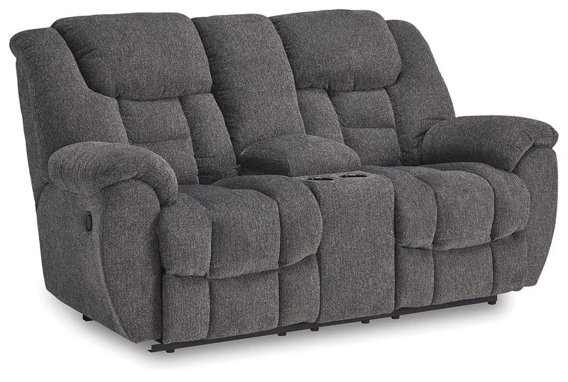 Foreside - Dbl Reclining Loveseat with Console - Charcoal by Unique Piece Furniture