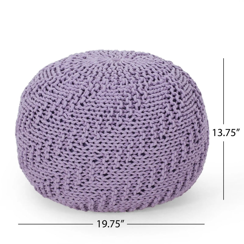 Bordeaux - Knitted Round Pouf Ottoman by Unique Piece Furniture