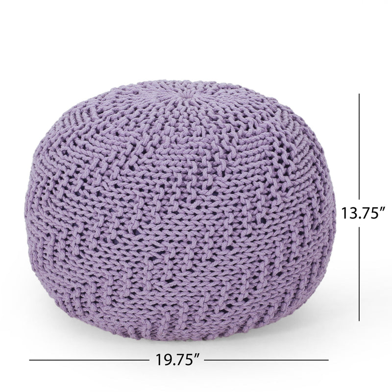 Bordeaux - Knitted Round Pouf Ottoman by HouseOfZazla