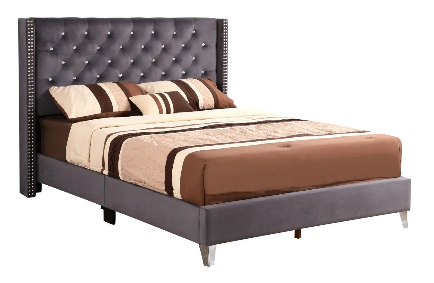 Upholstered Nailhead Trim Chic Bed by HouseOfZazla