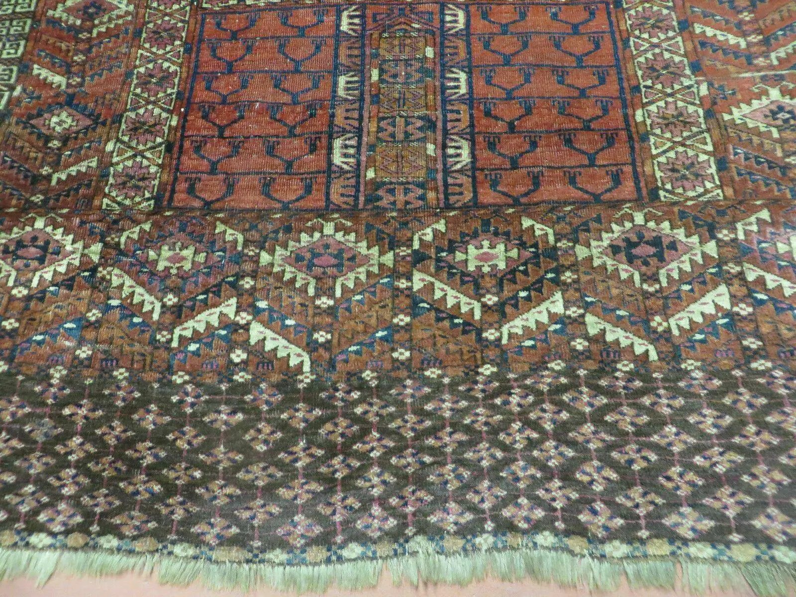 Antique Turkoman Ensi Wool Rug 4x5 by Jewel Rugs